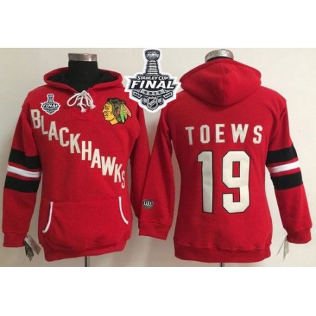 Chicago Blackhawks #19 Jonathan Toews Red Women's Old Time Heidi 2015 Stanley Cup NHL Hoodie