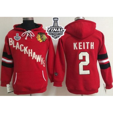 Chicago Blackhawks #2 Duncan Keith Red Women's Old Time Heidi 2015 Stanley Cup NHL Hoodie