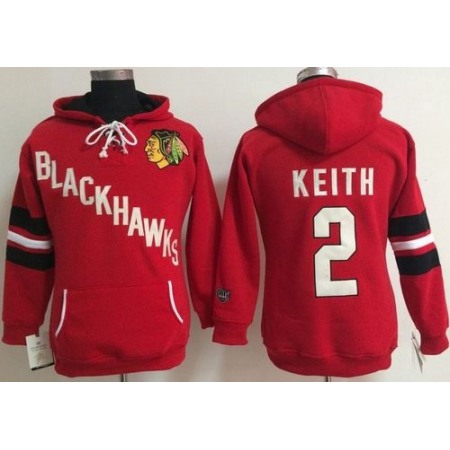 Chicago Blackhawks #2 Duncan Keith Red Women's Old Time Heidi NHL Hoodie