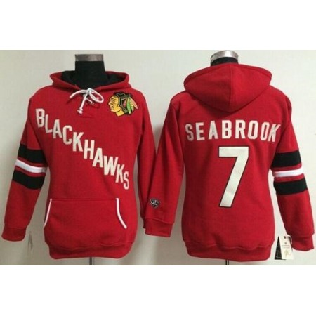 Chicago Blackhawks #7 Brent Seabrook Red Women's Old Time Heidi NHL Hoodie
