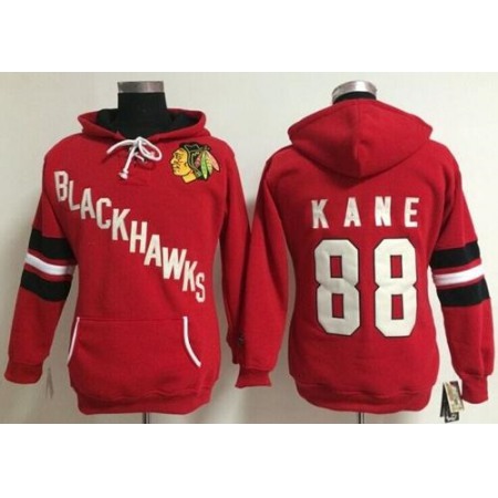 Chicago Blackhawks #88 Patrick Kane Red Women's Old Time Heidi NHL Hoodie