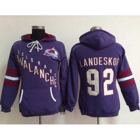 Colorado Avalanche #92 Gabriel Landeskog Purple Women's Old Time Heidi NHL Hoodie