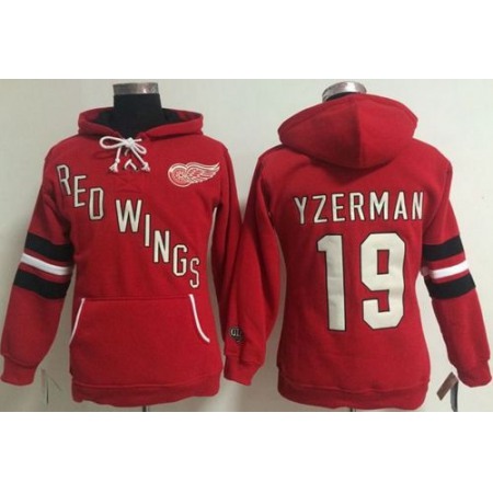 Detroit Red Wings #19 Steve Yzerman Red Women's Old Time Heidi NHL Hoodie