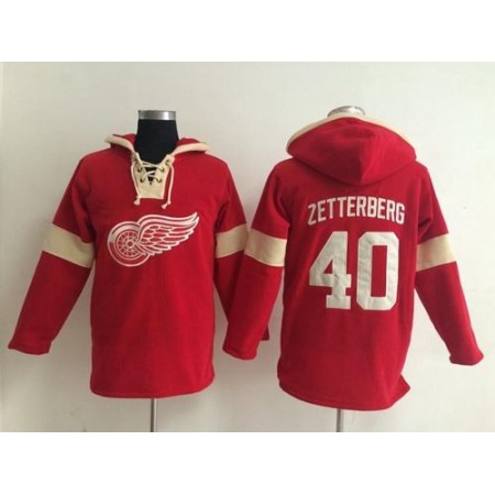 Detroit Red Wings #40 Henrik Zetterberg Red Pullover NHL Hoodie