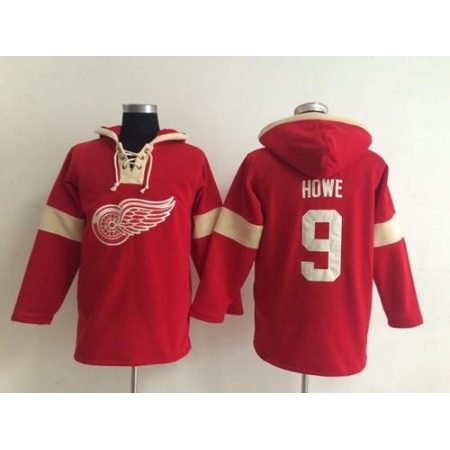 Detroit Red Wings #9 Gordie Howe Red Pullover NHL Hoodie