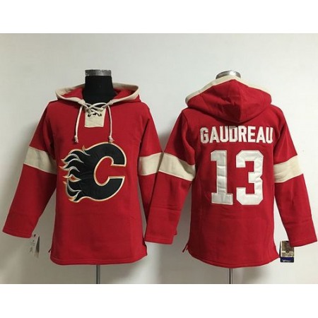 Flames #13 Johnny Gaudreau Red Pullover NHL Hoodie