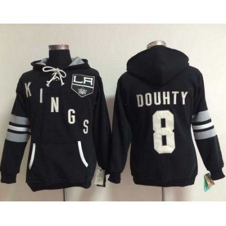 Los Angeles Kings #8 Drew Doughty Black Women's Old Time Heidi Hoodie