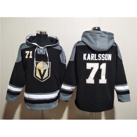 Men's Vegas Golden Knights #71 William Karlsson Black Ageless Must-Have Lace-Up Pullover Hoodie