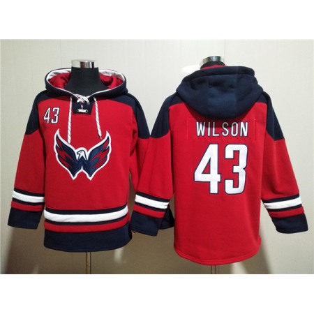 Men's Washington Capitals #43 Tom Wilson Red Ageless Must-Have Lace-Up Pullover Hoodie