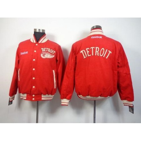 Detroit Red Wings Blank Satin Button-Up Red NHL Jacket