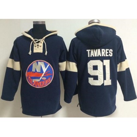 New York Islanders #91 John Tavares Dark Blue Pullover NHL Hoodie