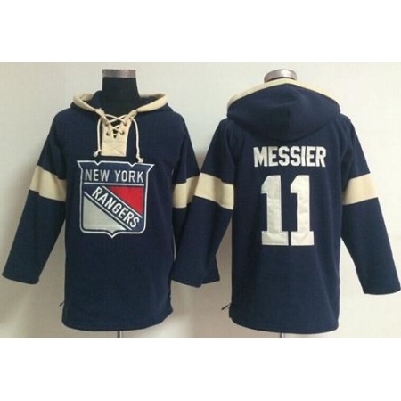 New York Rangers #11 Mark Messier Navy Blue Pullover NHL Hoodie