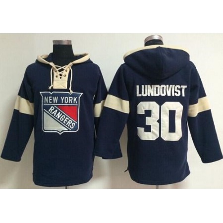 New York Rangers #30 Henrik Lundqvist Navy Blue Pullover NHL Hoodie