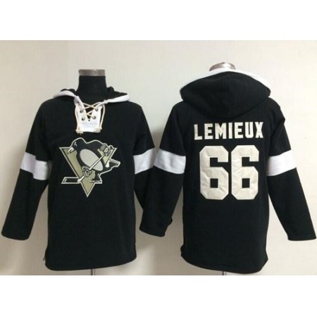 Penguins #66 Mario Lemieux Black NHL Pullover Hoodie