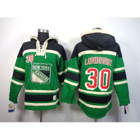 Rangers #30 Henrik Lundqvist Green St. Patrick's Day McNary Lace Hoodie Stitched NHL Jersey