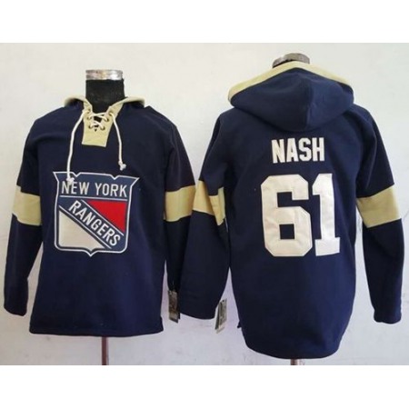 Rangers #61 Rick Nash Navy Blue Pullover Hoodie Stitched NHL Jersey