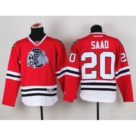 Blackhawks #20 Brandon Saad Red(White Skull) Stitched Youth NHL Jersey