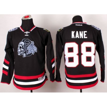 Blackhawks #88 Patrick Kane Black(White Skull) 2014 Stadium Series Stitched Youth NHL Jersey