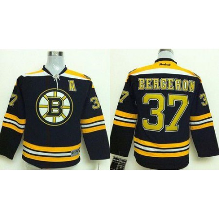 Bruins #37 Patrice Bergeron Black Stitched Youth NHL Jersey