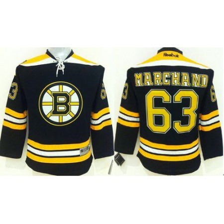 Bruins #63 Brad Marchand Black Youth Stitched NHL Jersey