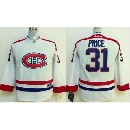 Canadiens #31 Carey Price White Stitched Youth NHL Jersey
