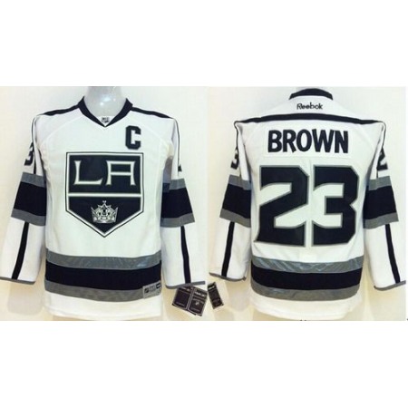 Kings #23 Dustin Brown White Road Stitched Youth NHL Jersey