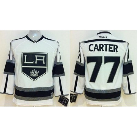 Kings #77 Jeff Carter White Road Stitched Youth NHL Jersey