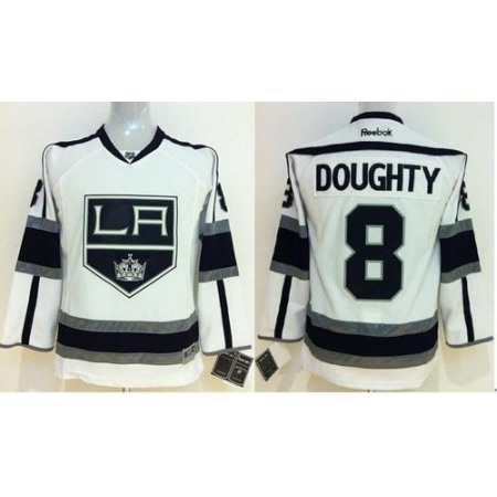 Kings #8 Drew Doughty White Road Stitched Youth NHL Jersey