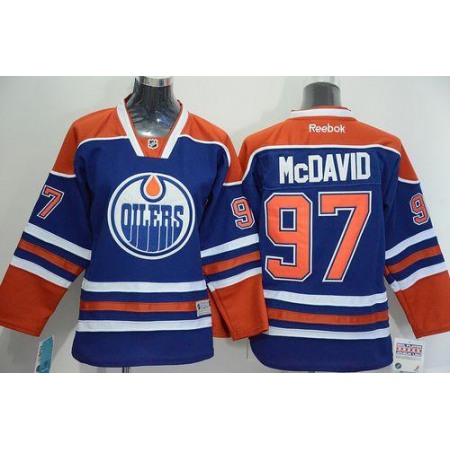 Oilers #97 Connor McDavid Light Blue Stitched Youth NHL Jersey