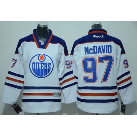 Oilers #97 Connor McDavid White Stitched Youth NHL Jersey