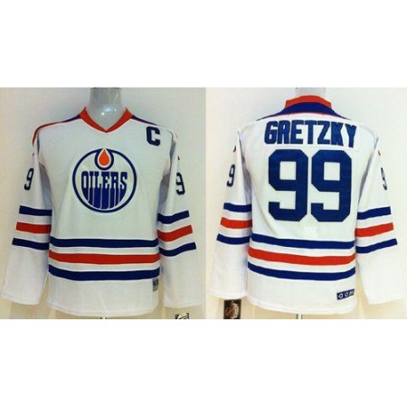 Oilers #99 Wayne Gretzky White Stitched Youth NHL Jersey