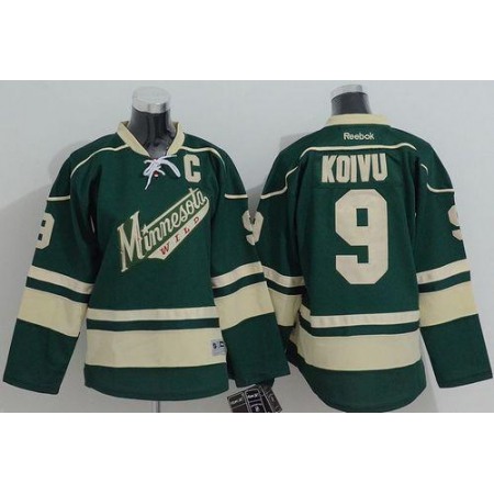Wild #9 Mikko Koivu Green Stitched Youth NHL Jersey
