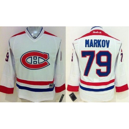Canadiens #79 Andrei Markov White Stitched Youth NHL Jersey