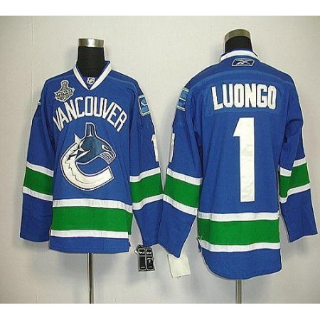 Canucks 2011 Stanley Cup Finals #1 Roberto Luongo Blue Stitched Youth NHL Jersey