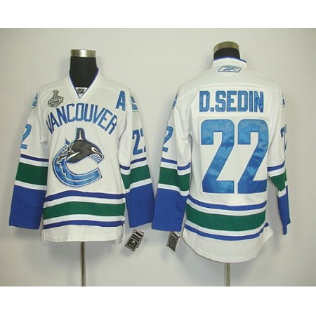 Canucks 2011 Stanley Cup Finals #22 D.sedin White Stitched Youth NHL Jersey