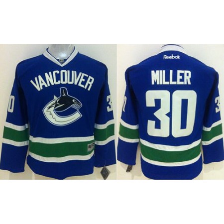 Canucks #30 Ryan Miller Blue Stitched Youth NHL Jersey