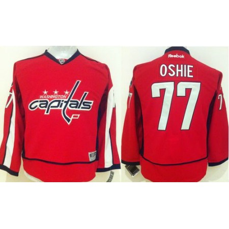 Capitals #77 T.J Oshie Red Stitched Youth NHL Jersey