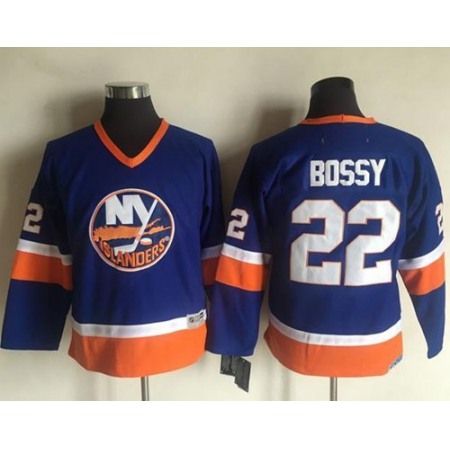 Islanders #22 Mike Bossy Light Blue CCM Throwback Stitched Youth NHL Jersey