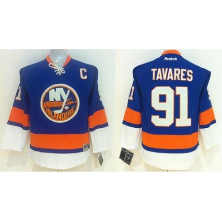 Islanders #91 John Tavares Light Blue Stitched Youth NHL Jersey