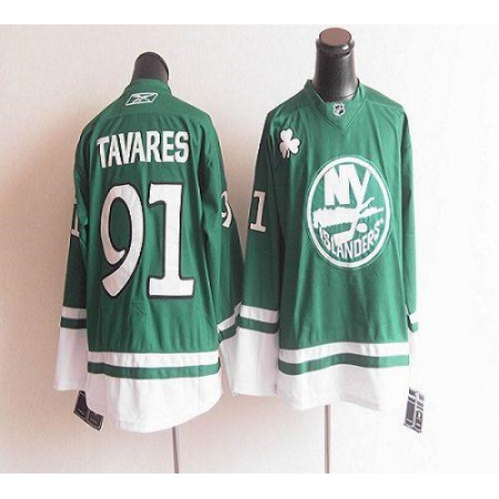 Islanders St Patty's Day #91 John Tavares Green Stitched Youth NHL Jersey