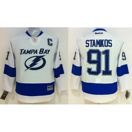 Lightning #91 Steven Stamkos White Stitched Youth NHL Jersey