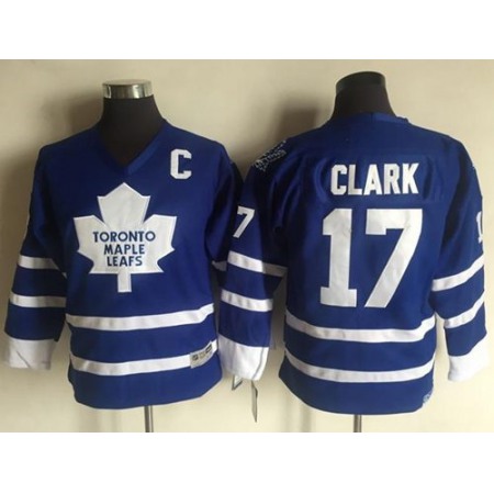 Maple Leafs #17 Wendel Clark Blue CCM Throwback Stitched Youth NHL Jersey