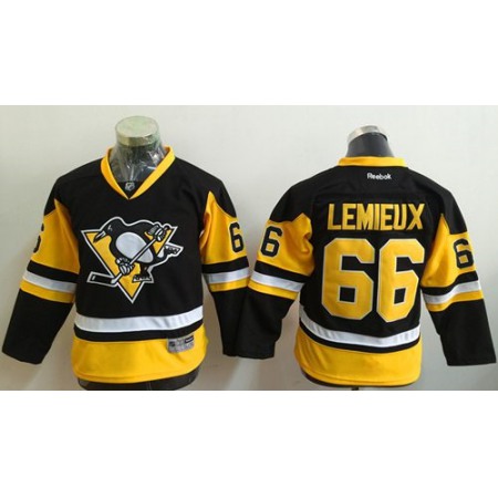 Penguins #66 Mario Lemieux Black Alternate Stitched Youth NHL Jersey
