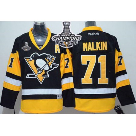 Penguins #71 Evgeni Malkin Black Alternate 2016 Stanley Cup Champions Stitched Youth NHL Jersey