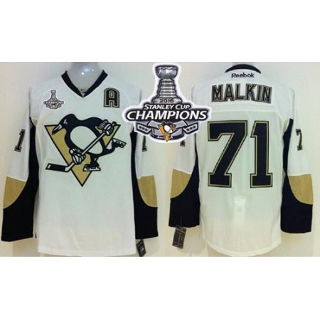 Penguins #71 Evgeni Malkin White 2016 Stanley Cup Champions Stitched Youth NHL Jersey