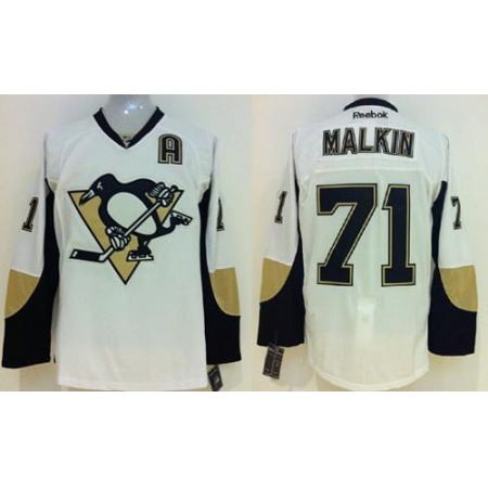 Penguins #71 Evgeni Malkin White Stitched Youth NHL Jersey