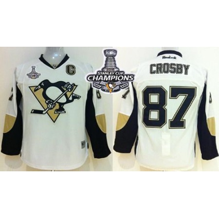 Penguins #87 Sidney Crosby White 2016 Stanley Cup Champions Stitched Youth NHL Jersey
