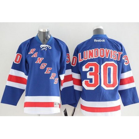 Rangers #30 Henrik Lundqvist Blue Home Youth Stitched NHL Jersey