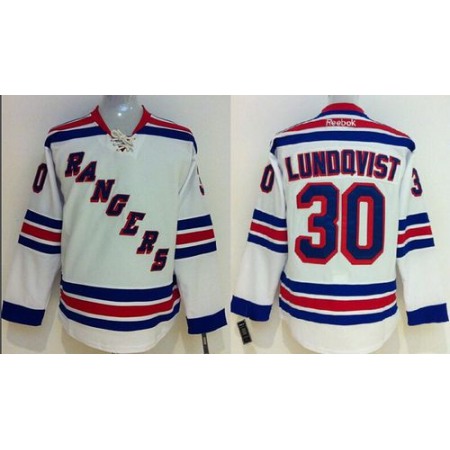 Rangers #30 Henrik Lundqvist White Stitched Youth NHL Jersey