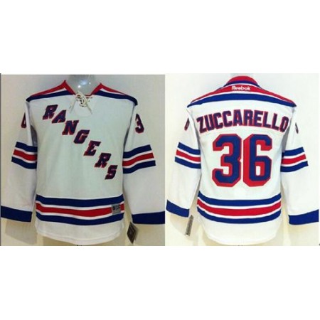Rangers #36 Mats Zuccarello White Stitched Youth NHL Jersey
